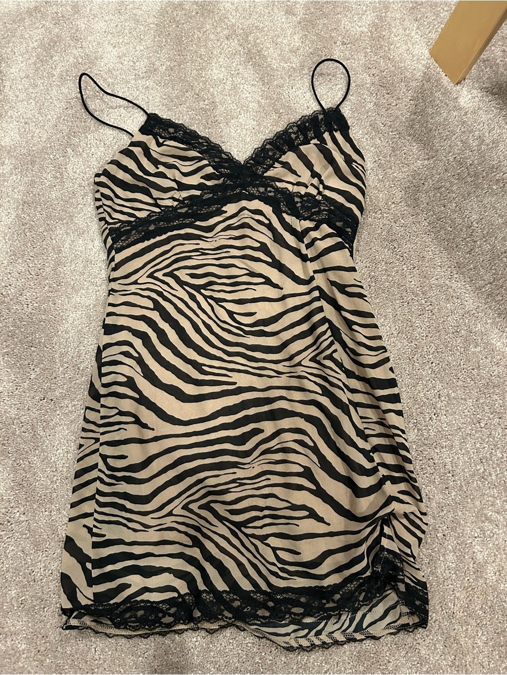 Princess Polly Zebra Slip Dress in Black & Cream